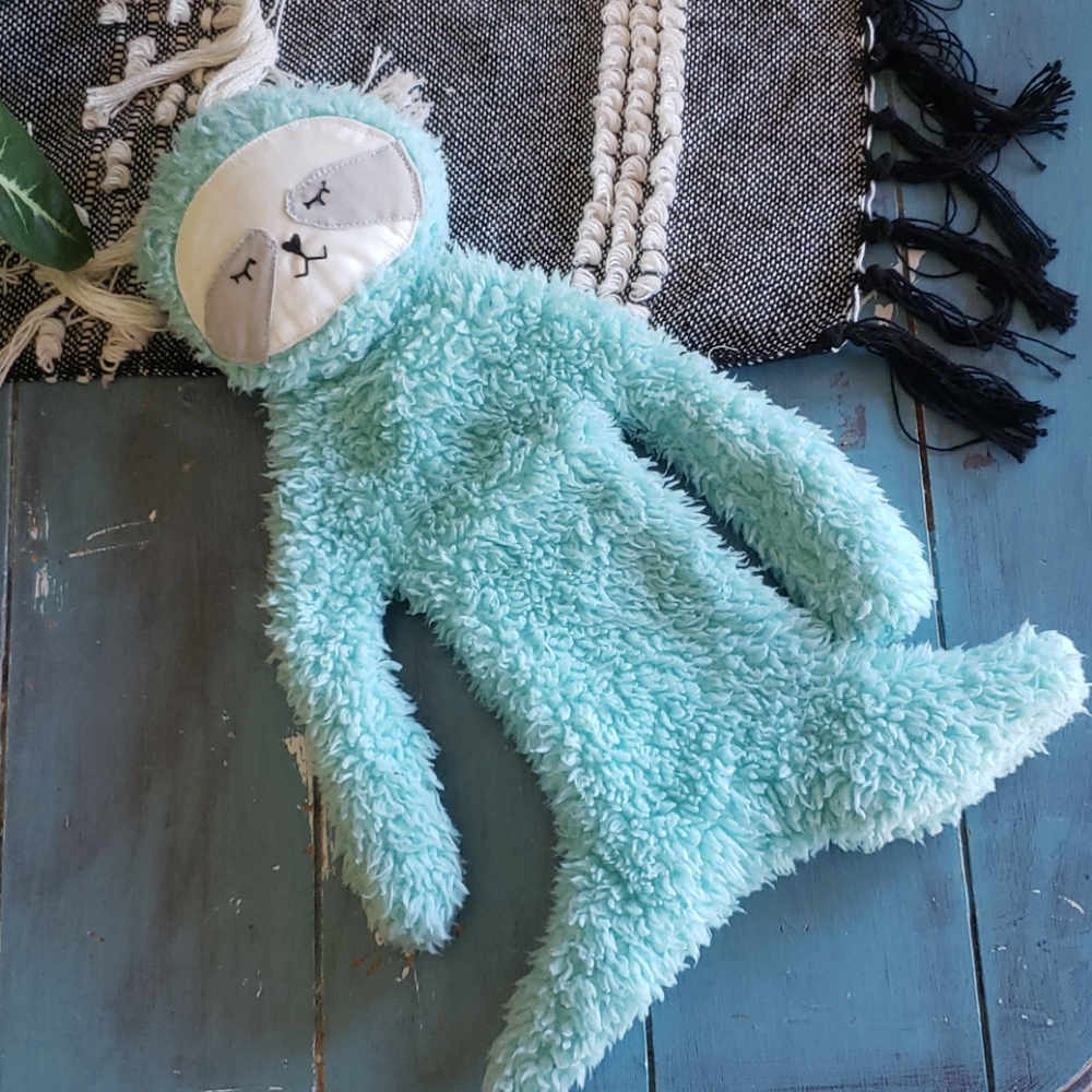 Sloth lovey stuffed animal blanket handmade